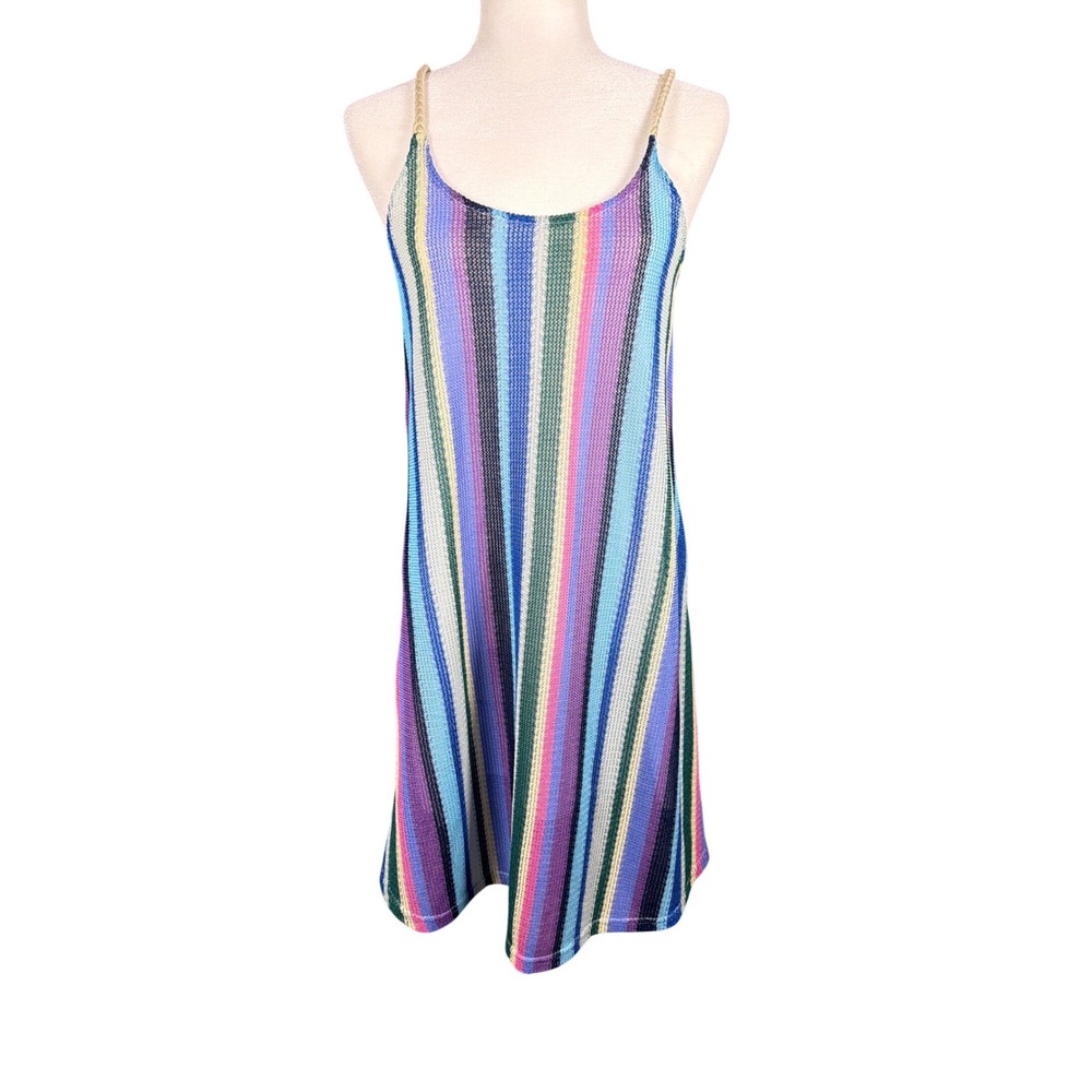 Anama Dress Women S Boho Multicolor Vertical Stripe Braided Strap Coverup